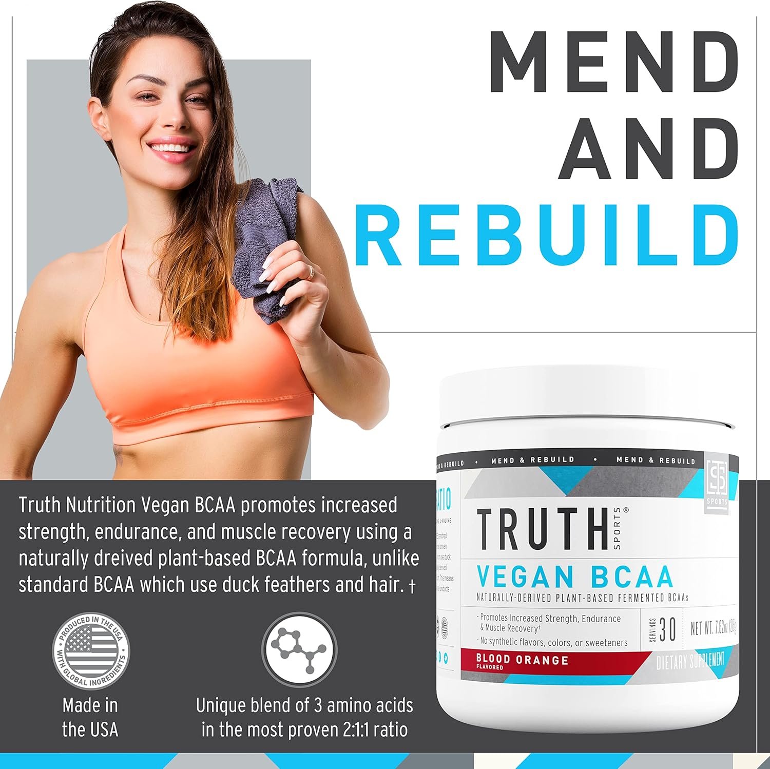 Truth Nutrition Vegan BCAA Powder- 2:1:1 Ratio Natural BCAAs Amino Acids Powder for Energy, Muscle - Image 3