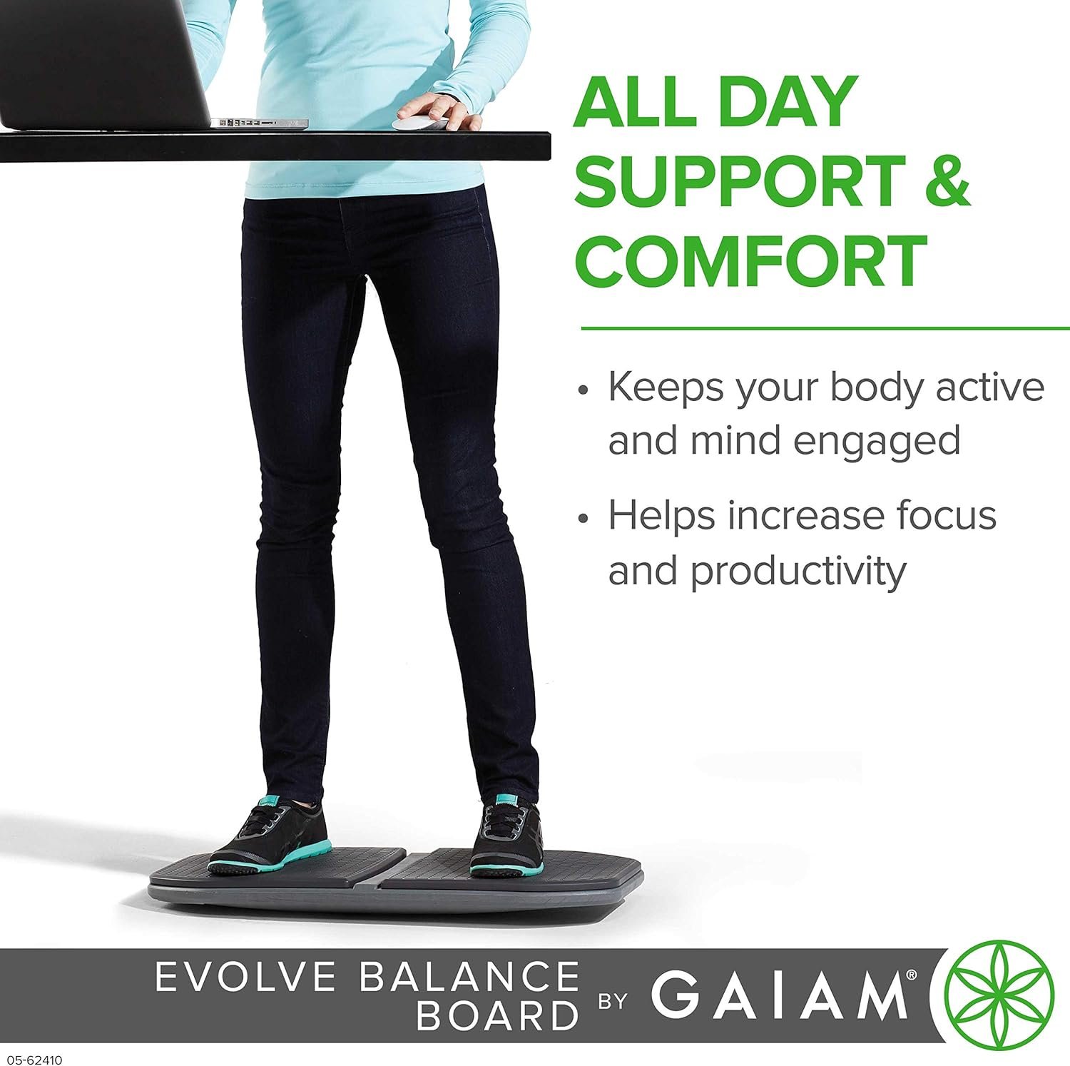 Gaiam Evolve Balance Board Standing Desk, Anti Fatigue Wobble Board for Home Office, Physical - Image 6