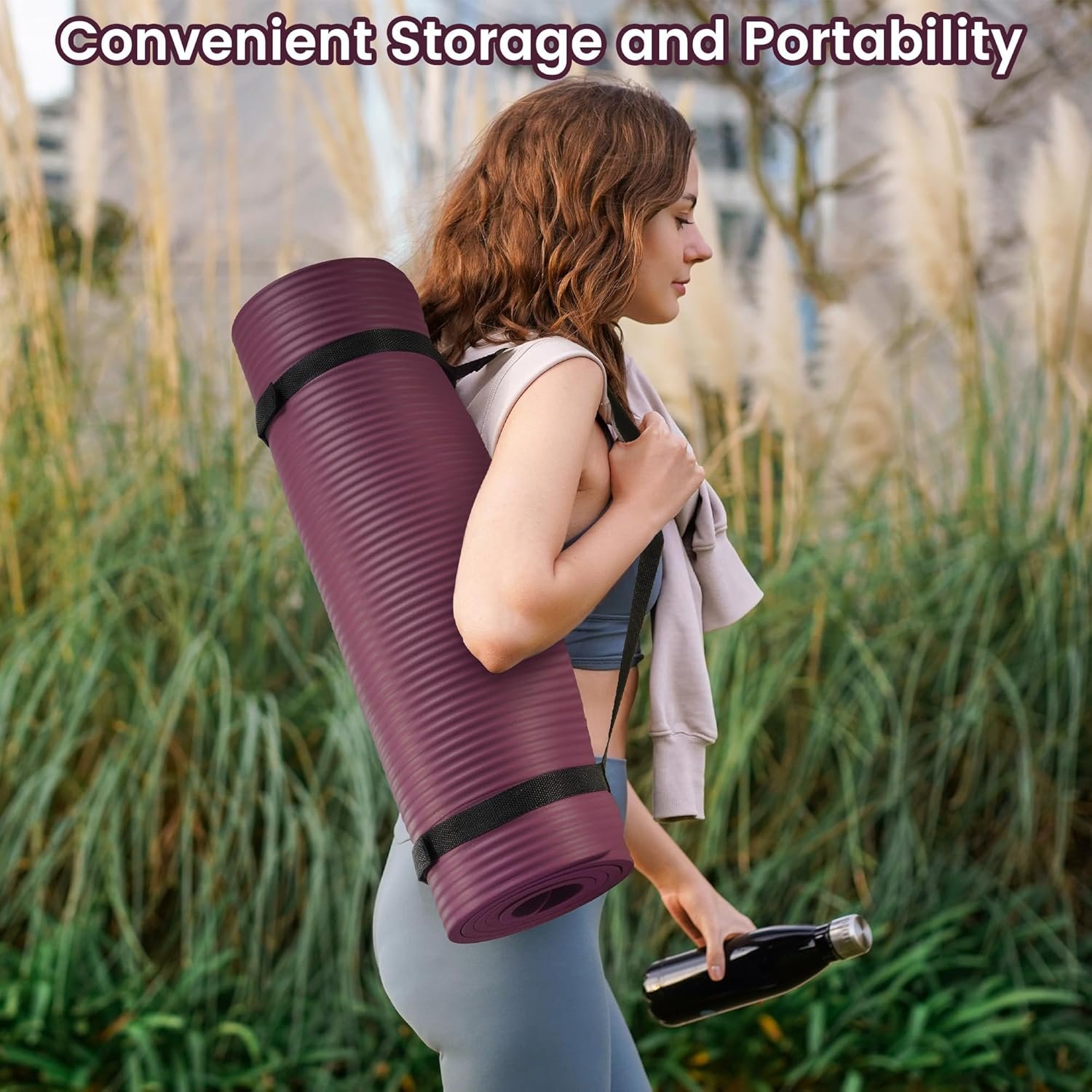 Yoga Mat, 1/2-Inch Extra Thick High Density Exercise Mat, Anti-Tear Exercise Yoga Mat with Carrying - Image 8