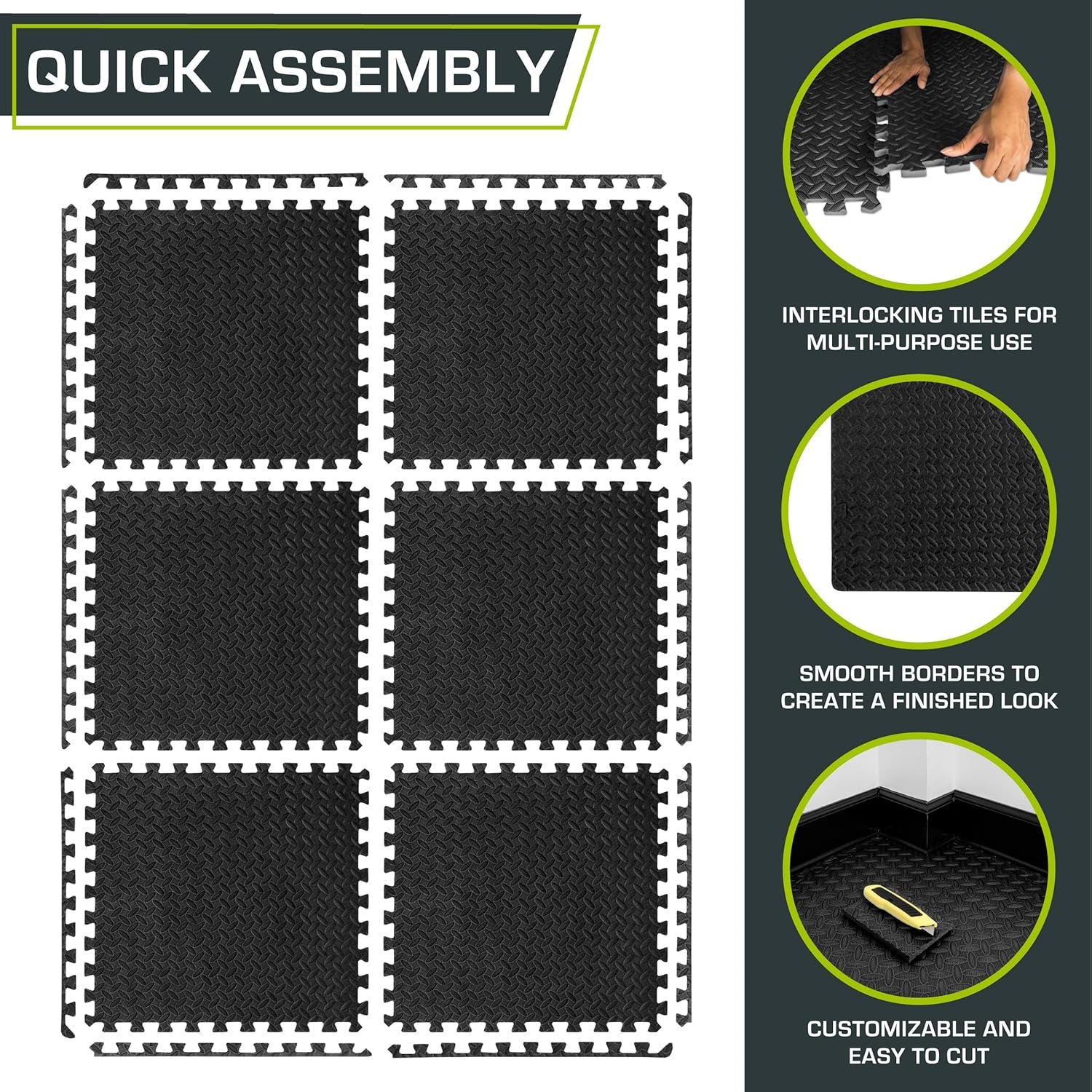 ProsourceFit Puzzle Exercise Mat ½ in, EVA Interlocking Foam Floor Tiles for Home Gym, Mat for Home - Image 7