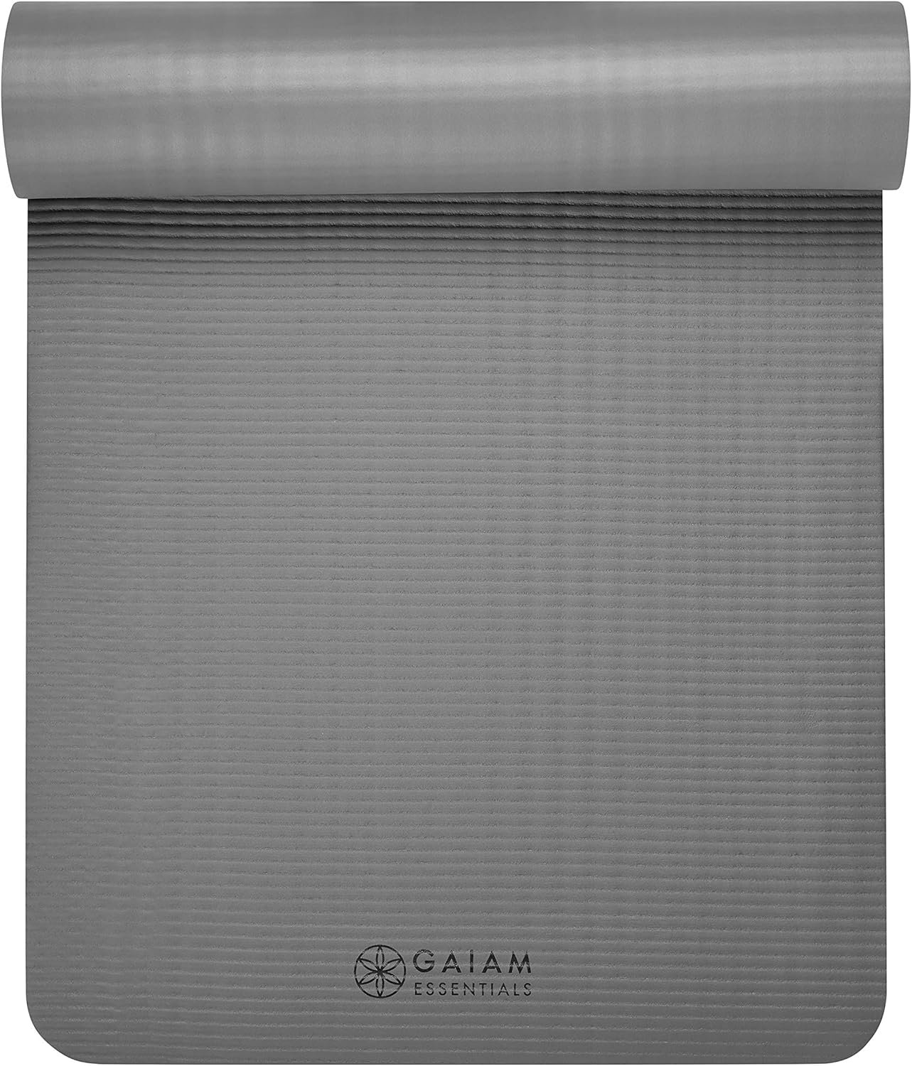 Gaiam Essentials Thick 2/5" (10mm) and Thin 1/4" (6mm) Yoga & Pilates, Fitness & Exercise Mat with - Image 10