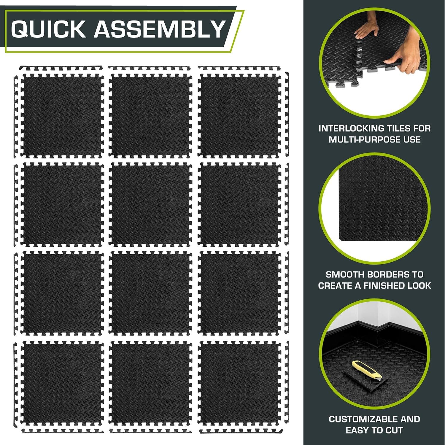 ProsourceFit Puzzle Exercise Mat ½ in, EVA Interlocking Foam Floor Tiles for Home Gym, Mat for Home - Image 7
