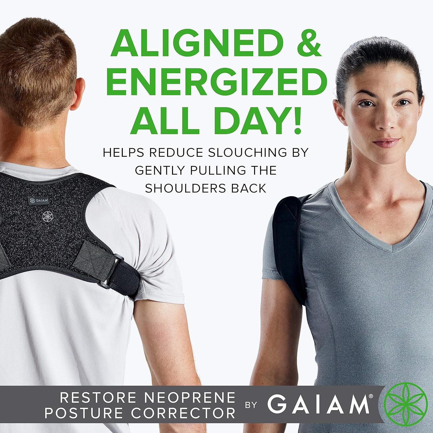 Gaiam Restore Posture Corrector for Women & Men - Back Straightener Adjustable Straps Compact Brace - Image 3
