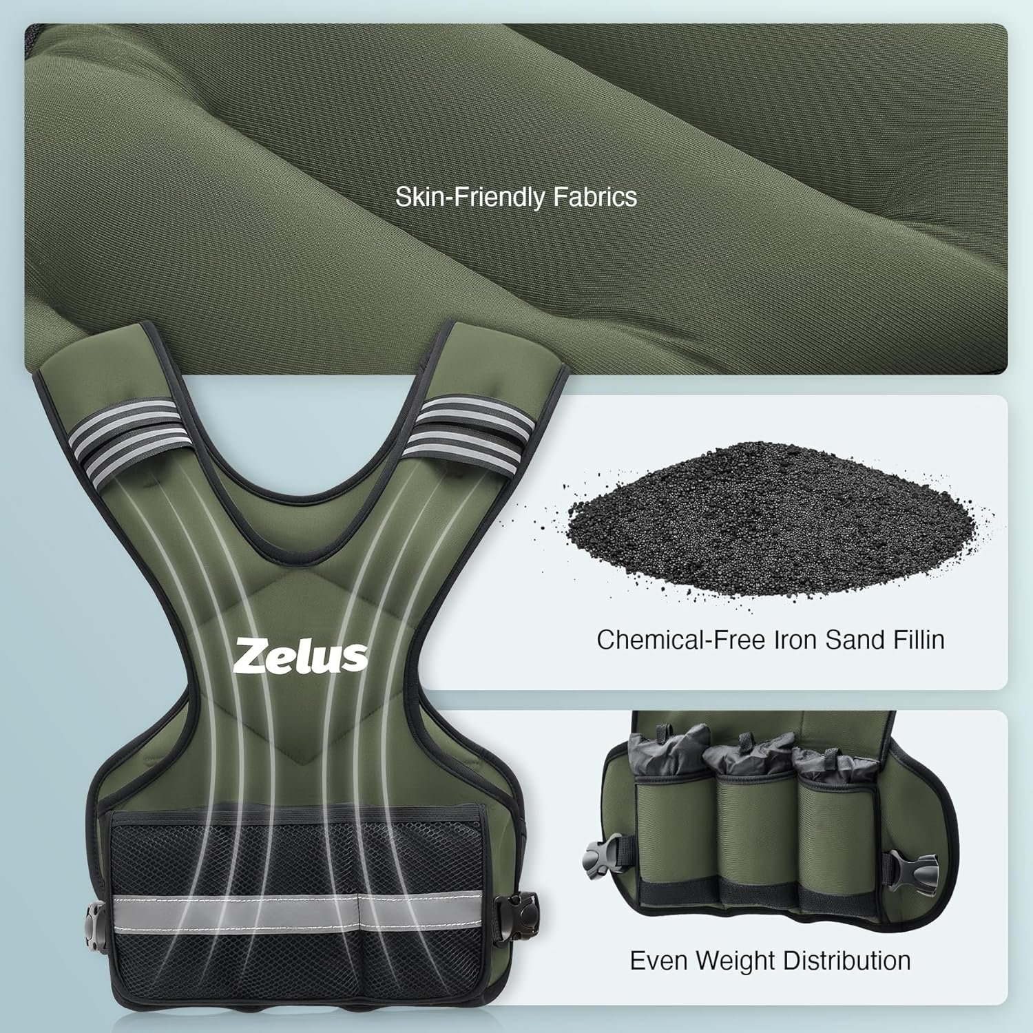 ZELUS Weighted Vest for Men and Women | 4-10lb/11-20lb/20-32lb Vest with 6 Ironsand Weights for Home - Image 5