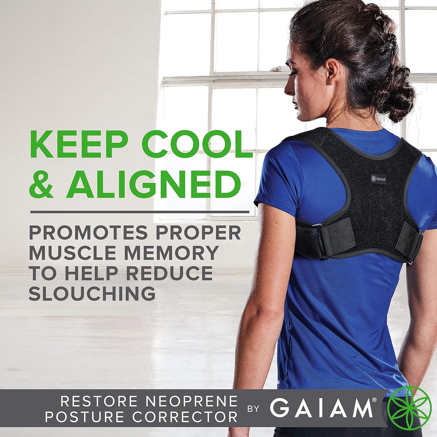 Gaiam Restore Posture Corrector for Women & Men - Back Straightener Adjustable Straps Compact Brace - Image 4