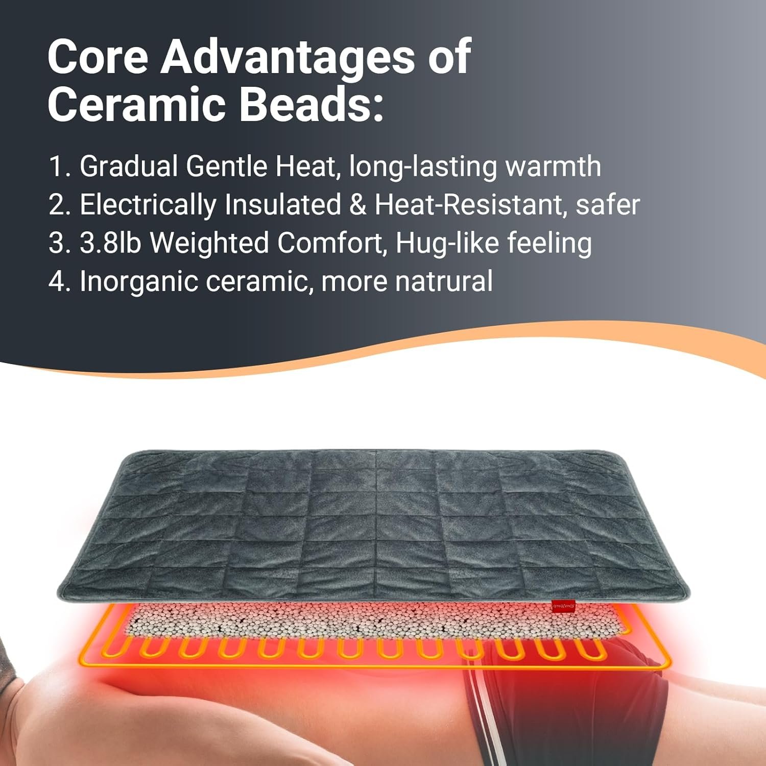 Comfytemp Weighted Heating Pad 17"×33" for Back & Cramps, Extra Large Electric Heat Pad, Birthday - Image 4