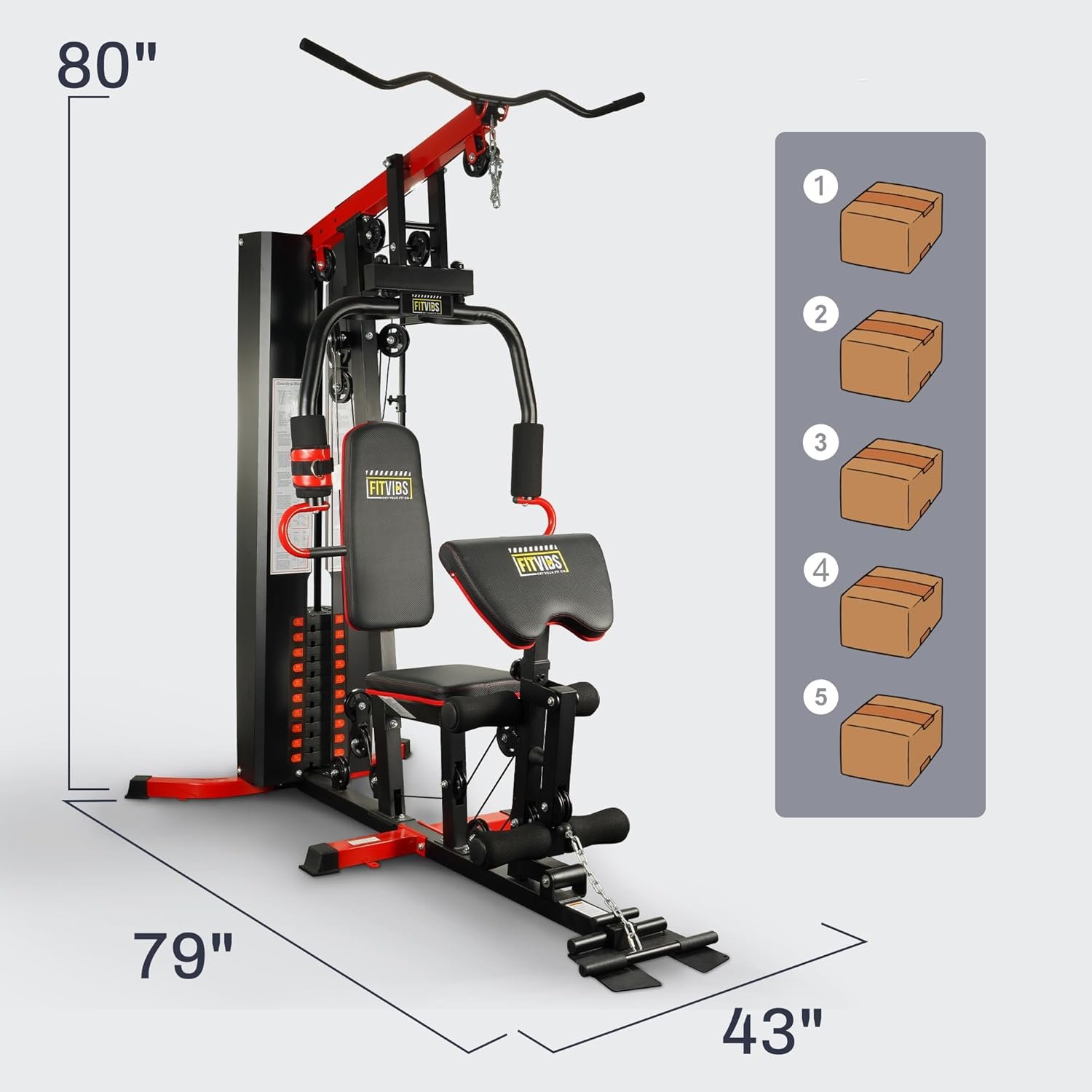 Fitvids Home Gym Equipment, Multifunctional Full Body Workout Weight Machine Station with Weight - Image 4