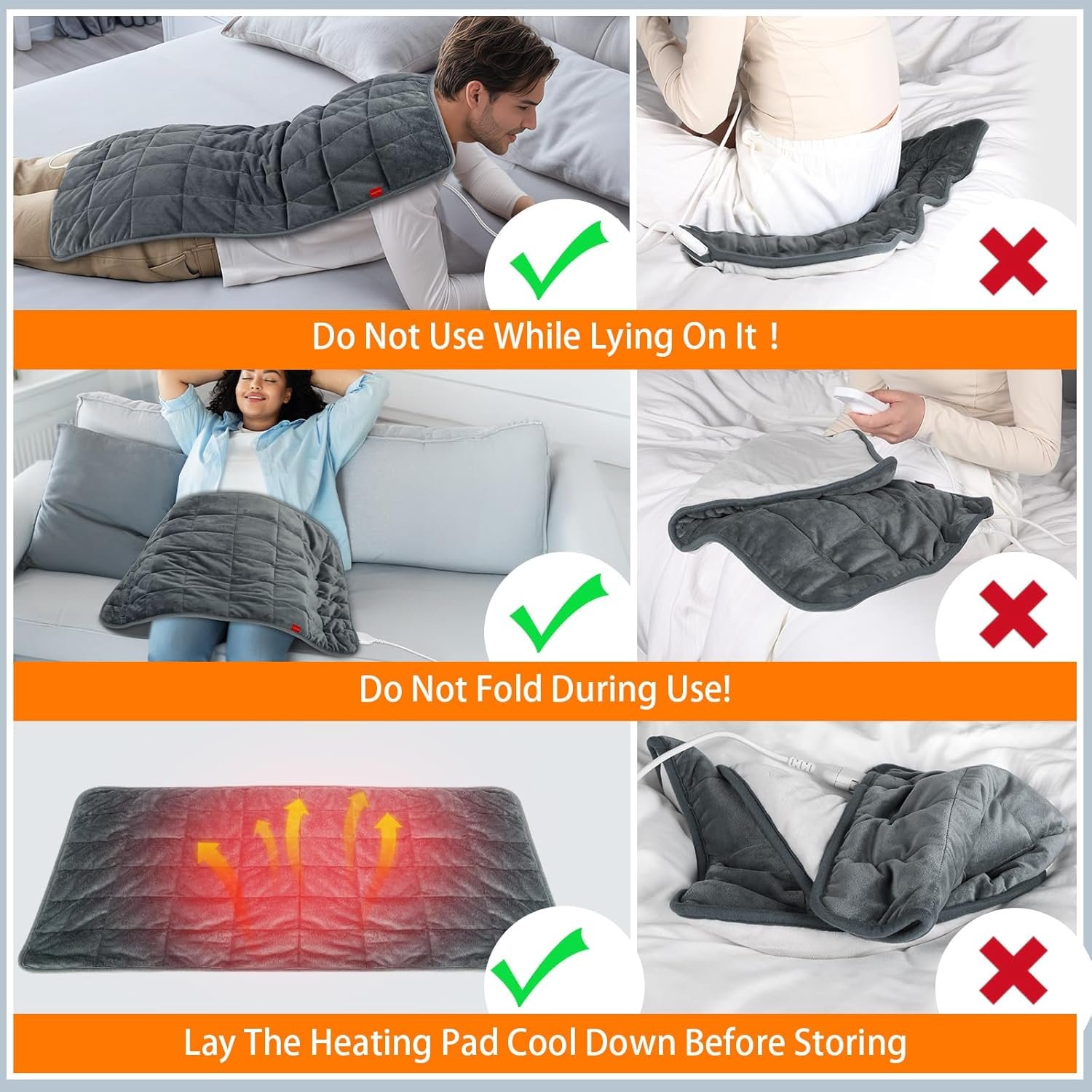 Comfytemp Weighted Heating Pad 17"×33" for Back & Cramps, Extra Large Electric Heat Pad, Birthday - Image 10