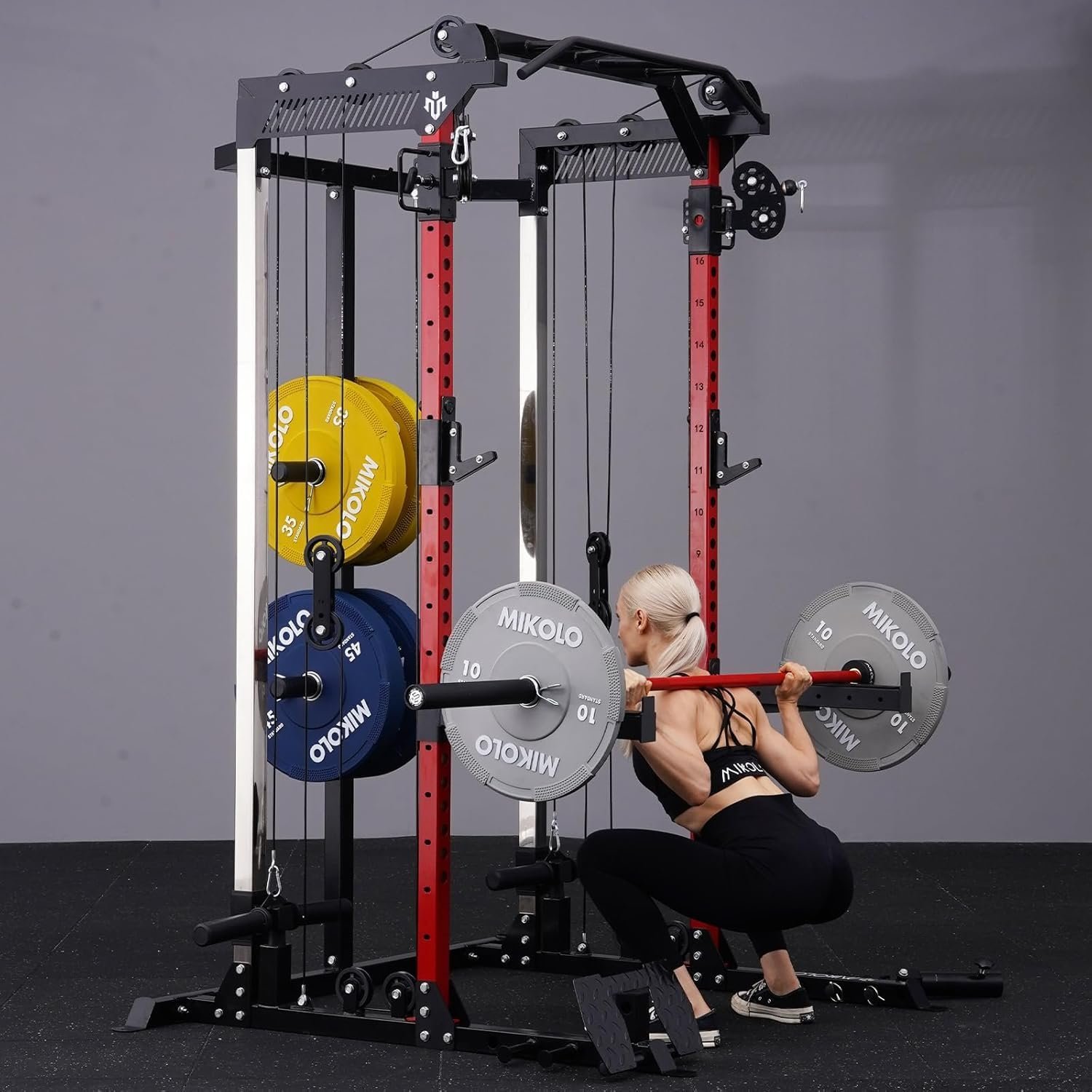 Mikolo Power Cage, 2000LB Power Rack with Independent Dual Pulley System, Multi-Function Home Gym - Image 11