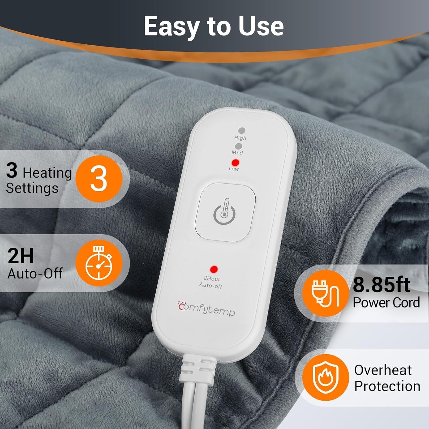 Comfytemp Weighted Heating Pad 17"×33" for Back & Cramps, Extra Large Electric Heat Pad, Birthday - Image 6