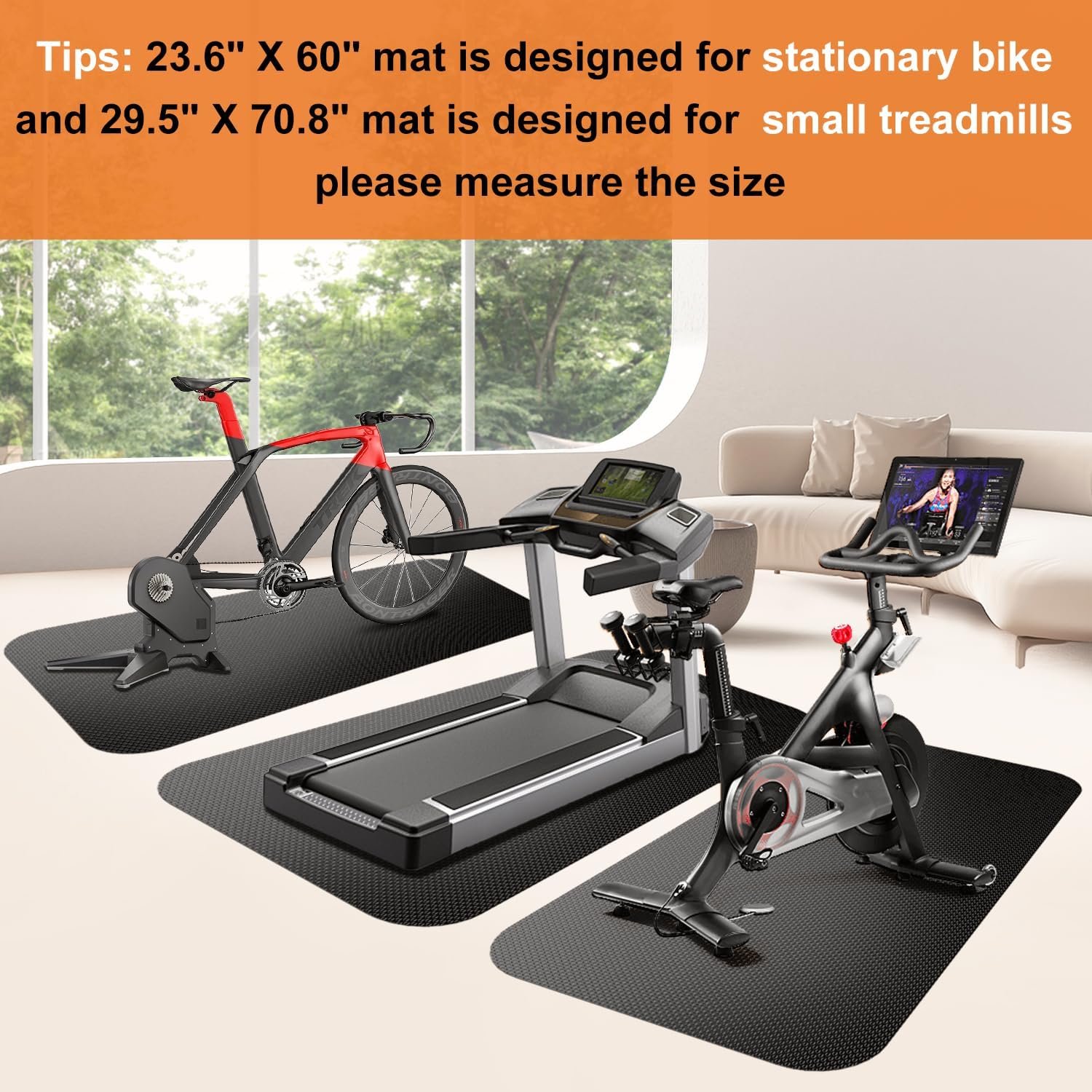 Bike Mat,Treadmill Mat,For Walking Pad,Elliptical,Exercise Bikes, Stationary Cycles,Spin Bike,Under - Image 4