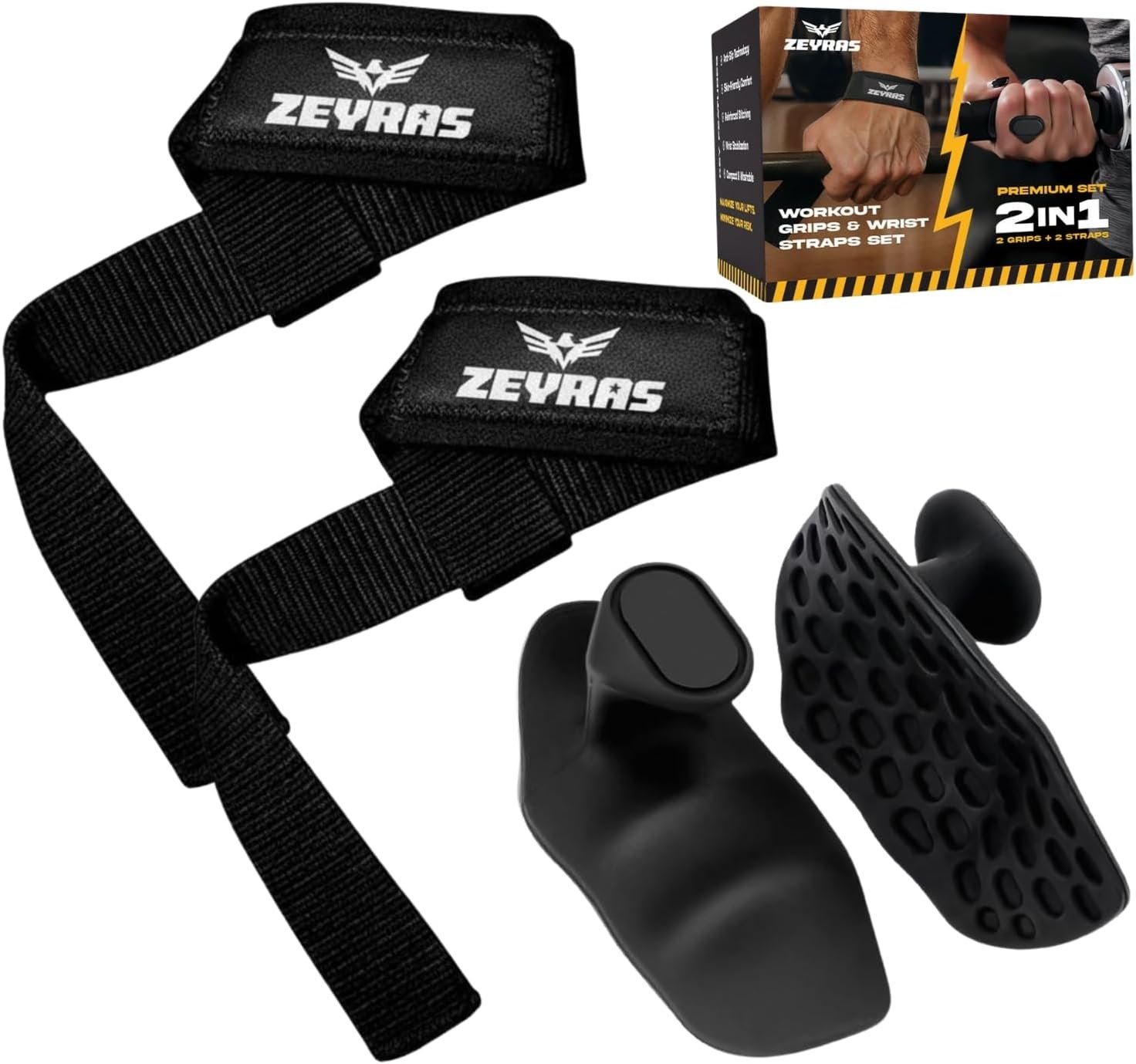 Wrist Straps For Weightlifting & Anti-Slip Workout Grips Premium Set – Weightlifting Wrist Straps - Image 2