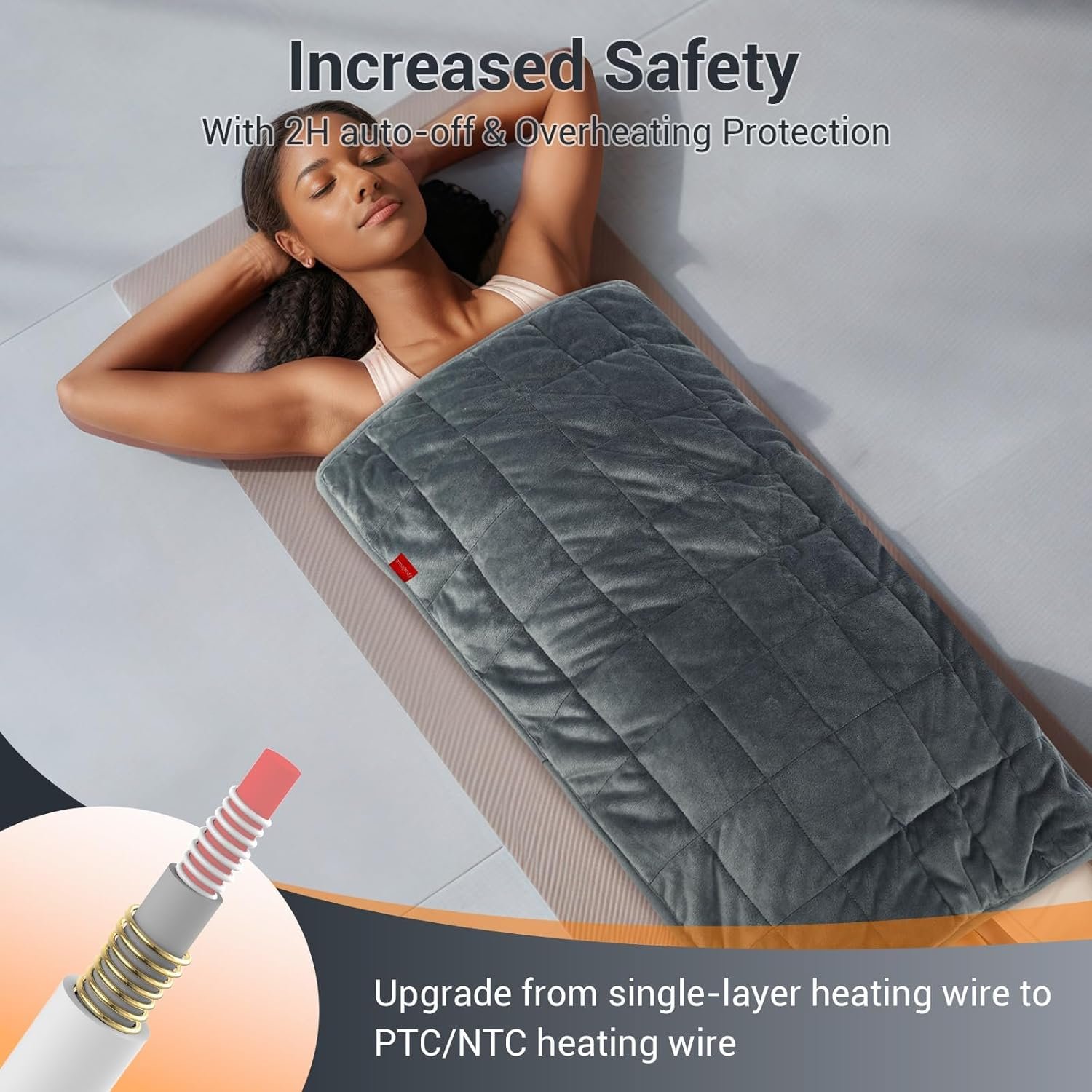 Comfytemp Weighted Heating Pad 17"×33" for Back & Cramps, Extra Large Electric Heat Pad, Birthday - Image 7