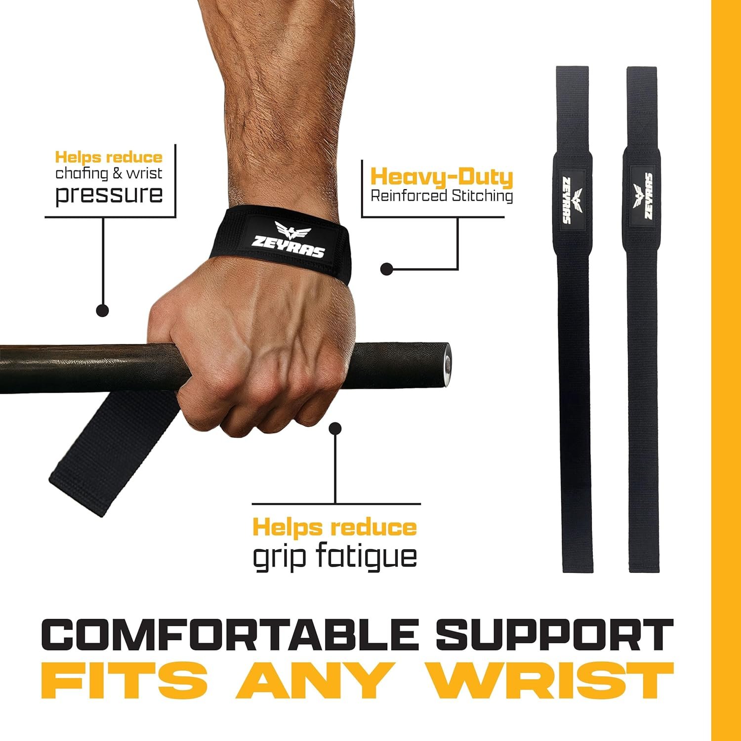 Wrist Straps For Weightlifting & Anti-Slip Workout Grips Premium Set – Weightlifting Wrist Straps - Image 5